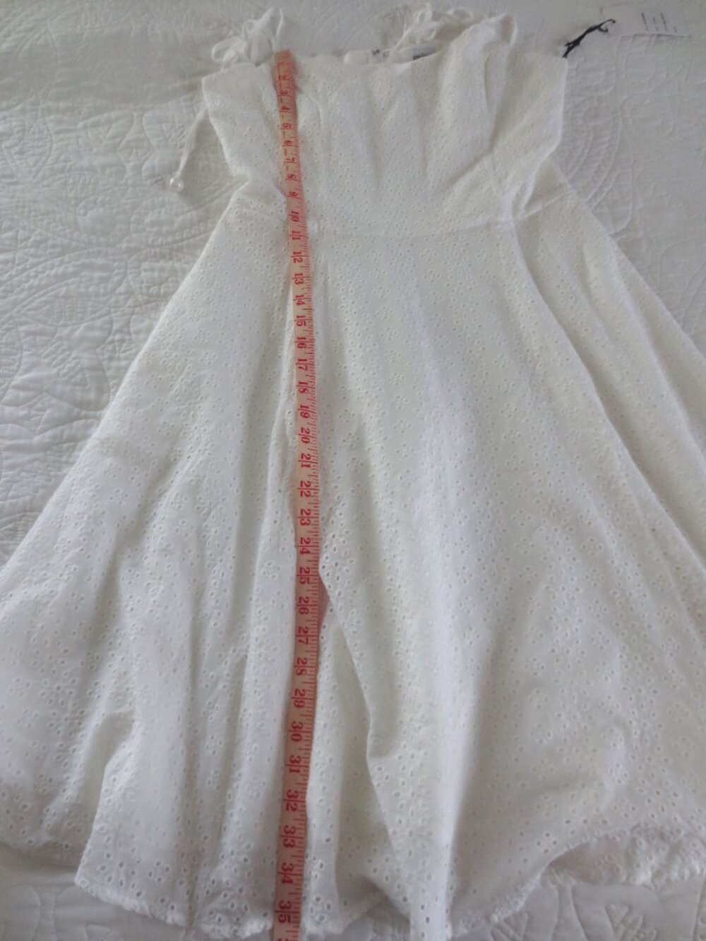 Unique Vintage Cottage Core White Fit & Flare Cotton Dress - Picture 13 of 13